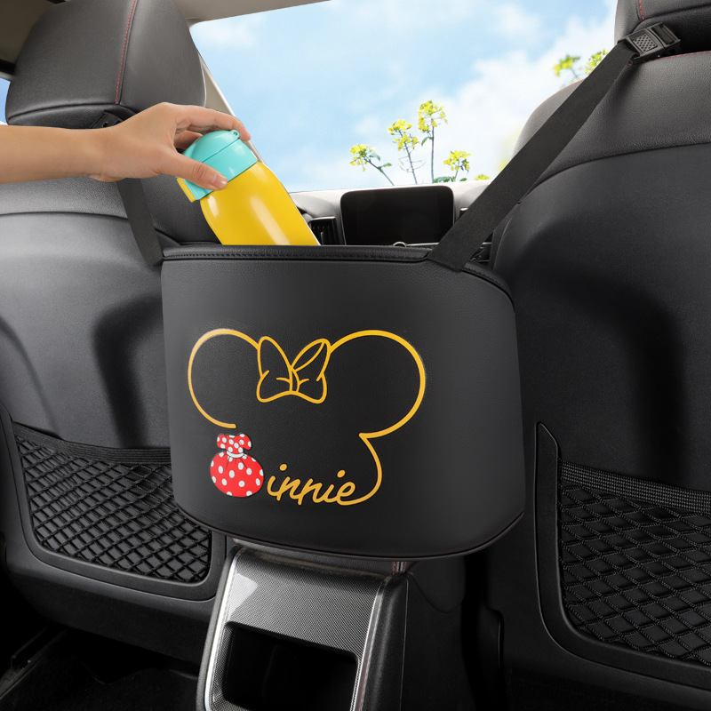 汽车座椅中间置物袋卡通车载收纳挂袋椅后背储物网兜车内用品批发